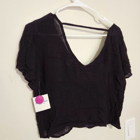 Arizona Crop Top for Women Size Small Black sheer 100%Rayon - Picture 2 of 9